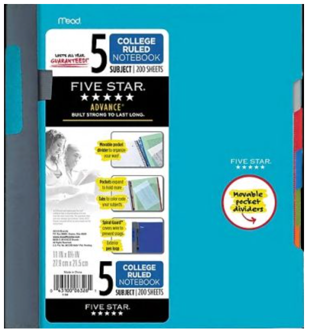 Five Star Advance 5 Subject Notebook